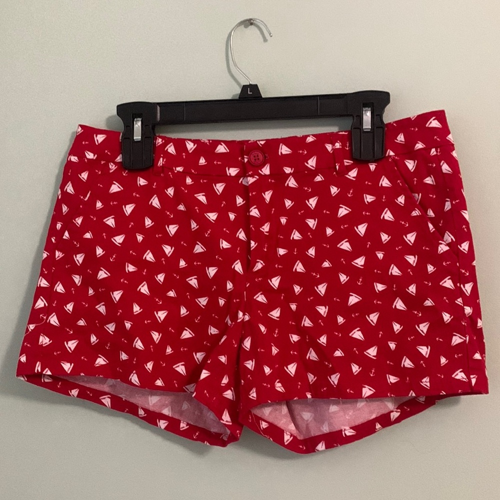 Red & White Sailboat & Anchor Printed Shorts Size 11